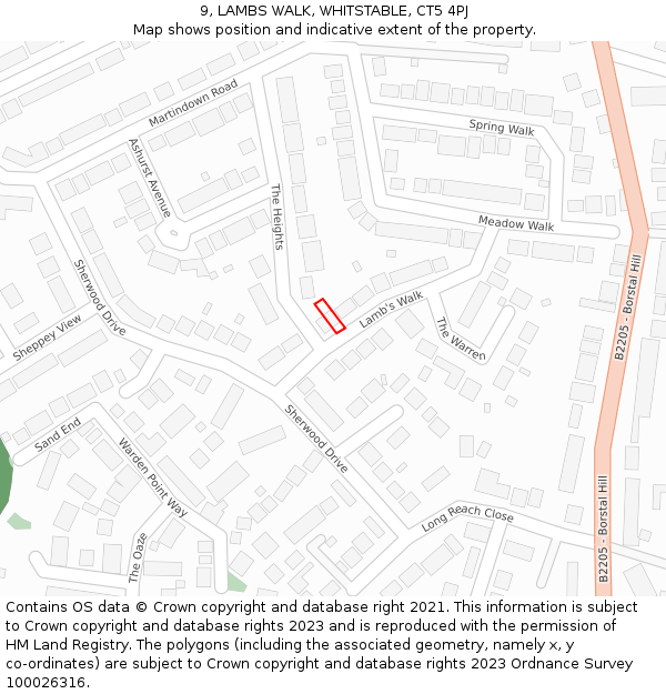 9, LAMBS WALK, WHITSTABLE, CT5 4PJ: Location map and indicative extent of plot