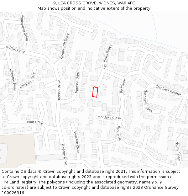 9, LEA CROSS GROVE, WIDNES, WA8 4FG: Location map and indicative extent of plot