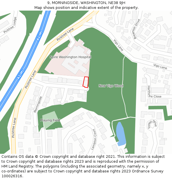 9, MORNINGSIDE, WASHINGTON, NE38 9JH: Location map and indicative extent of plot