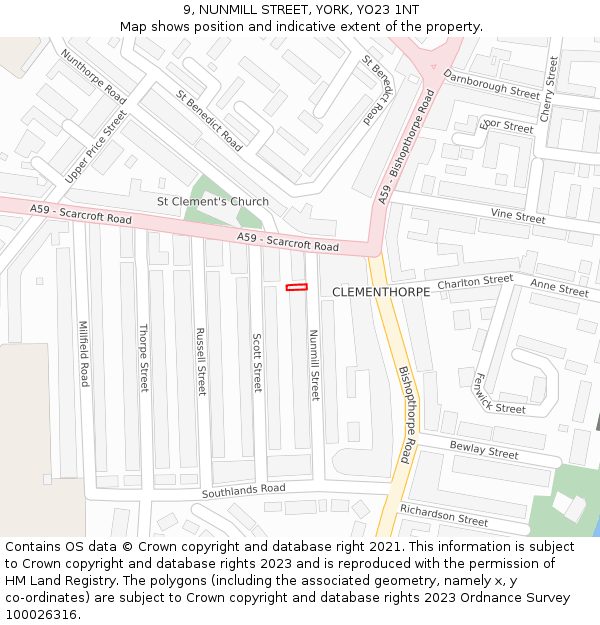9, NUNMILL STREET, YORK, YO23 1NT: Location map and indicative extent of plot
