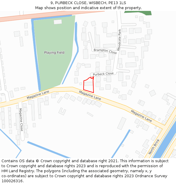 9, PURBECK CLOSE, WISBECH, PE13 1LS: Location map and indicative extent of plot