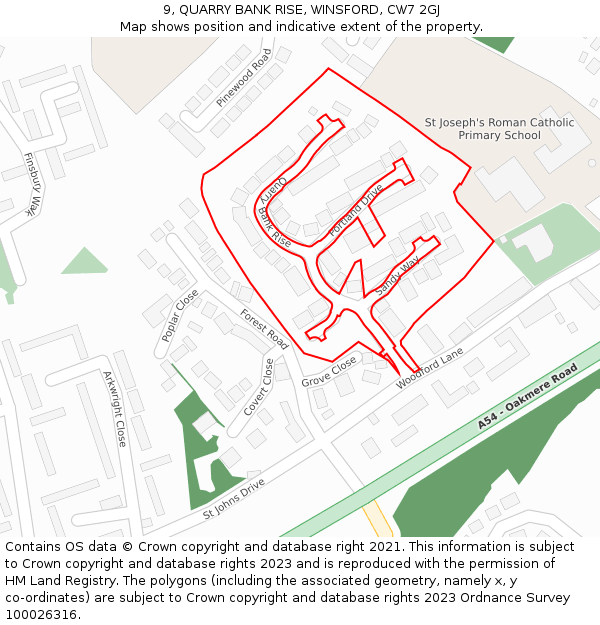 9, QUARRY BANK RISE, WINSFORD, CW7 2GJ: Location map and indicative extent of plot