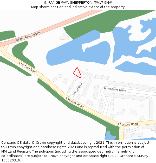 9, RANGE WAY, SHEPPERTON, TW17 9NW: Location map and indicative extent of plot