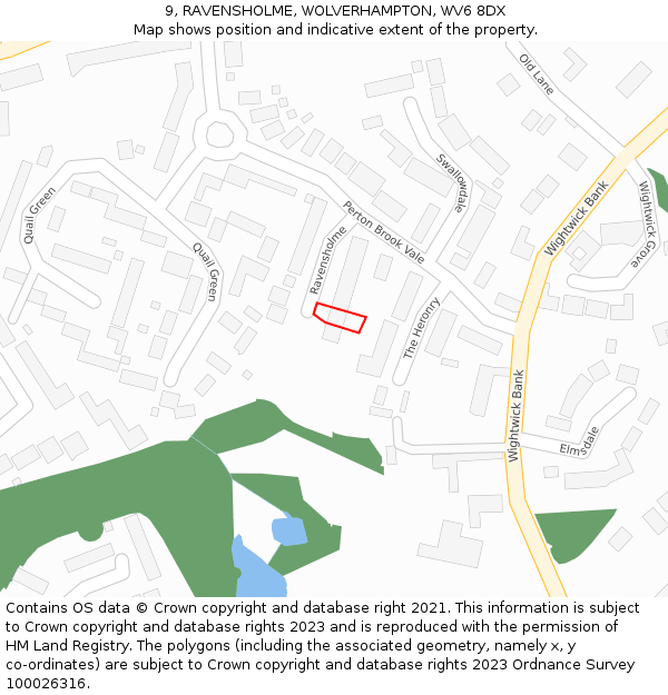 9, RAVENSHOLME, WOLVERHAMPTON, WV6 8DX: Location map and indicative extent of plot