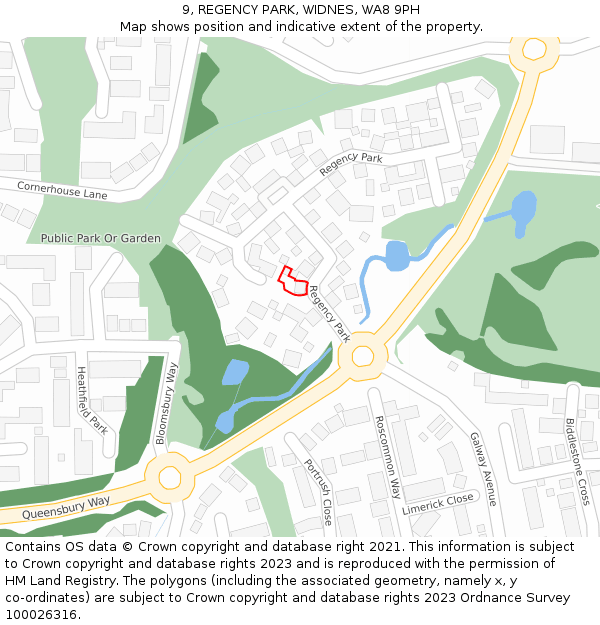 9, REGENCY PARK, WIDNES, WA8 9PH: Location map and indicative extent of plot