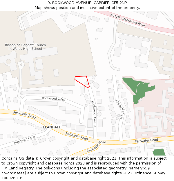 9, ROOKWOOD AVENUE, CARDIFF, CF5 2NP: Location map and indicative extent of plot