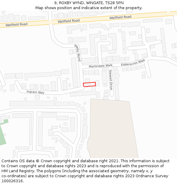 9, ROXBY WYND, WINGATE, TS28 5PN: Location map and indicative extent of plot