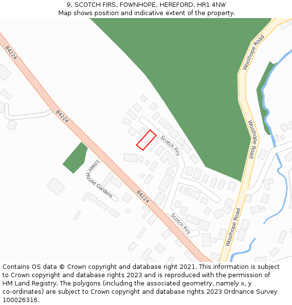 9, SCOTCH FIRS, FOWNHOPE, HEREFORD, HR1 4NW: Location map and indicative extent of plot