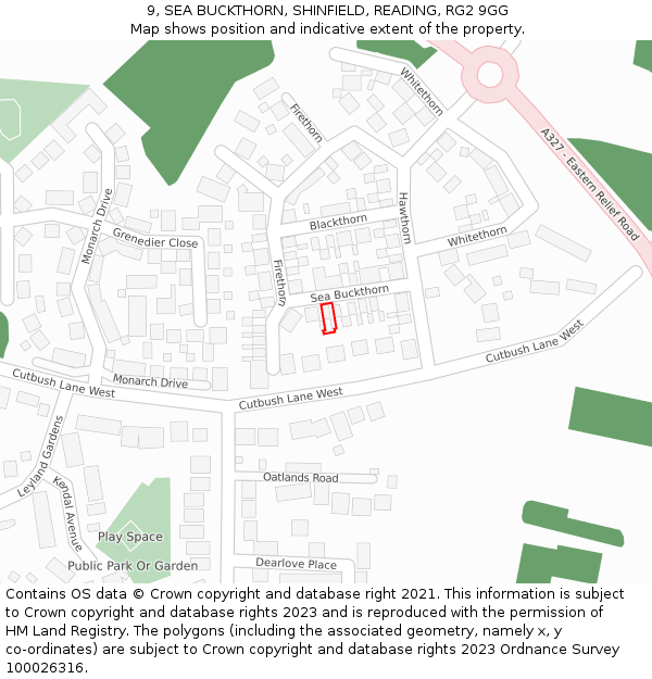 9, SEA BUCKTHORN, SHINFIELD, READING, RG2 9GG: Location map and indicative extent of plot