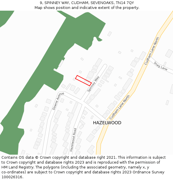 9, SPINNEY WAY, CUDHAM, SEVENOAKS, TN14 7QY: Location map and indicative extent of plot