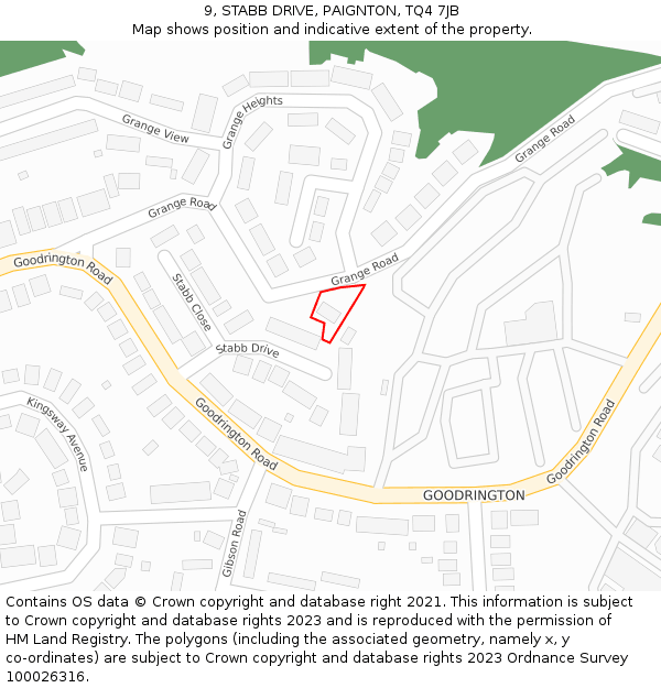 9, STABB DRIVE, PAIGNTON, TQ4 7JB: Location map and indicative extent of plot