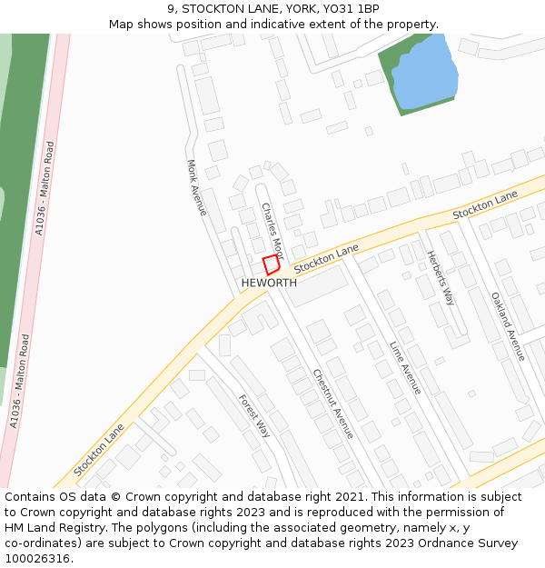 9, STOCKTON LANE, YORK, YO31 1BP: Location map and indicative extent of plot