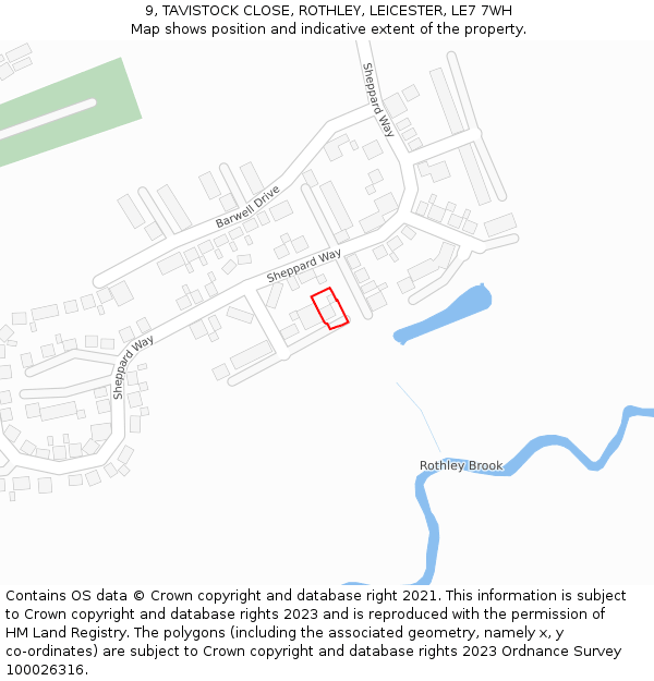 9, TAVISTOCK CLOSE, ROTHLEY, LEICESTER, LE7 7WH: Location map and indicative extent of plot