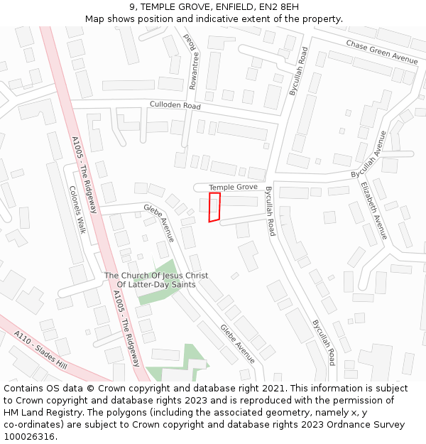 9, TEMPLE GROVE, ENFIELD, EN2 8EH: Location map and indicative extent of plot