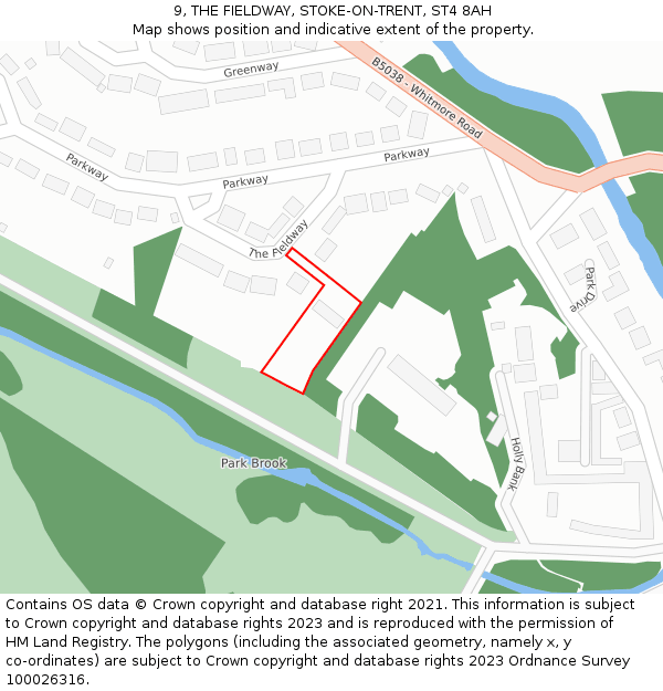 9, THE FIELDWAY, STOKE-ON-TRENT, ST4 8AH: Location map and indicative extent of plot