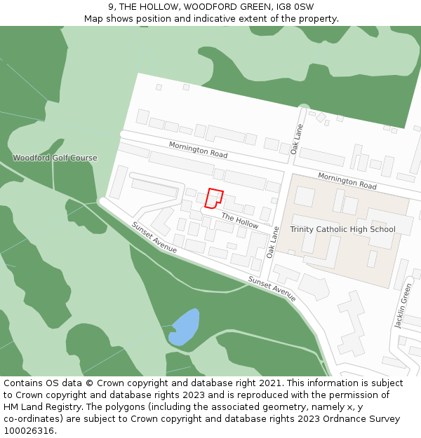 9, THE HOLLOW, WOODFORD GREEN, IG8 0SW: Location map and indicative extent of plot