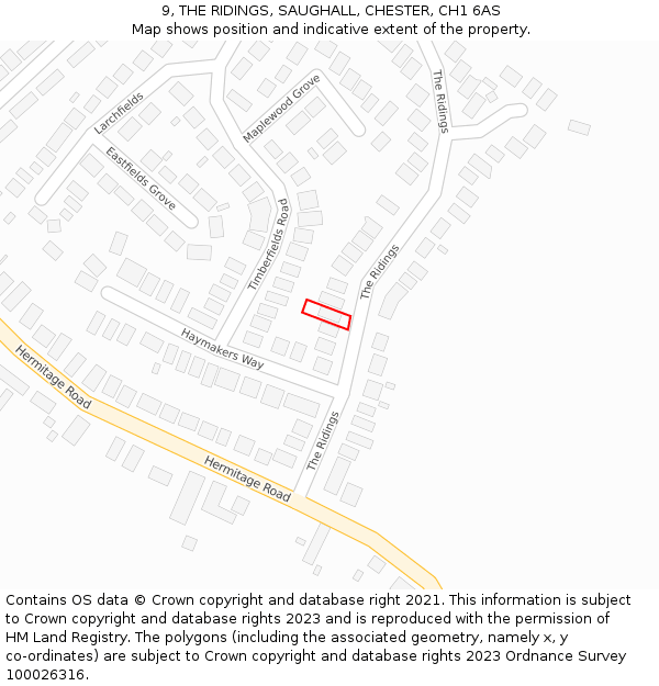 9, THE RIDINGS, SAUGHALL, CHESTER, CH1 6AS: Location map and indicative extent of plot