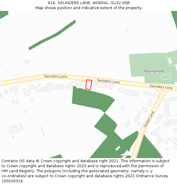 91A, SAUNDERS LANE, WOKING, GU22 0NR: Location map and indicative extent of plot