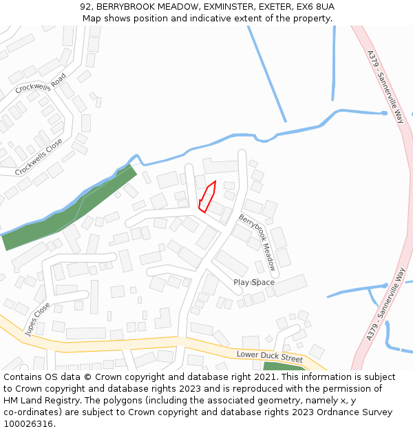 92, BERRYBROOK MEADOW, EXMINSTER, EXETER, EX6 8UA: Location map and indicative extent of plot