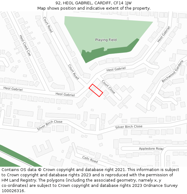 92, HEOL GABRIEL, CARDIFF, CF14 1JW: Location map and indicative extent of plot