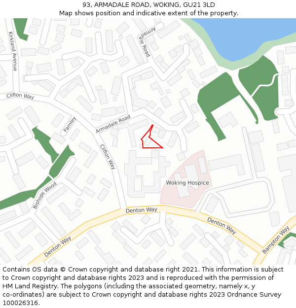 93, ARMADALE ROAD, WOKING, GU21 3LD: Location map and indicative extent of plot