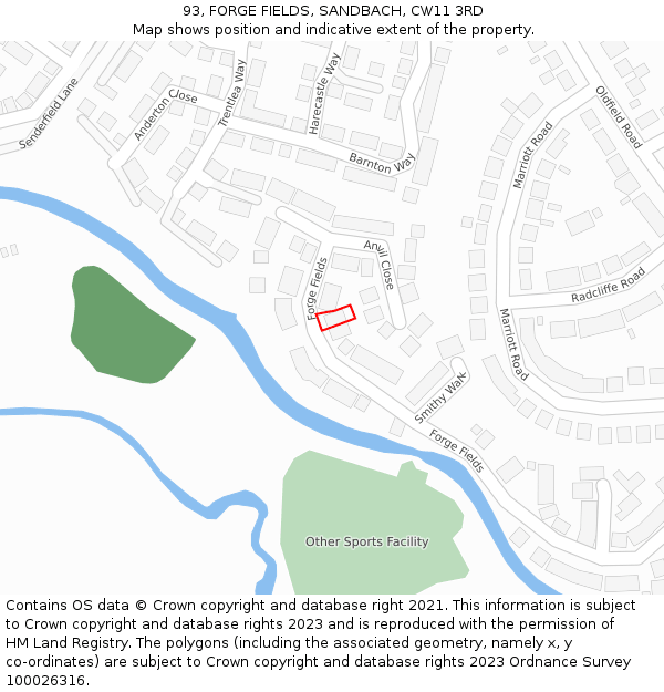 93, FORGE FIELDS, SANDBACH, CW11 3RD: Location map and indicative extent of plot