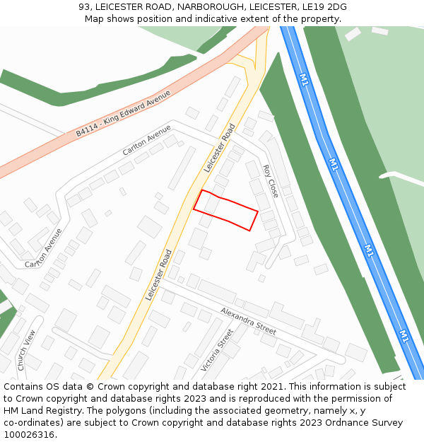 93, LEICESTER ROAD, NARBOROUGH, LEICESTER, LE19 2DG: Location map and indicative extent of plot