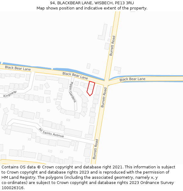 94, BLACKBEAR LANE, WISBECH, PE13 3RU: Location map and indicative extent of plot
