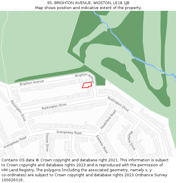 95, BRIGHTON AVENUE, WIGSTON, LE18 1JB: Location map and indicative extent of plot