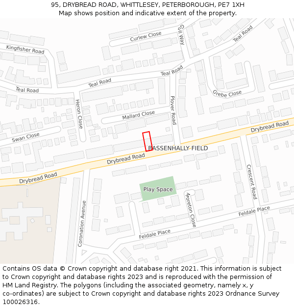 95, DRYBREAD ROAD, WHITTLESEY, PETERBOROUGH, PE7 1XH: Location map and indicative extent of plot