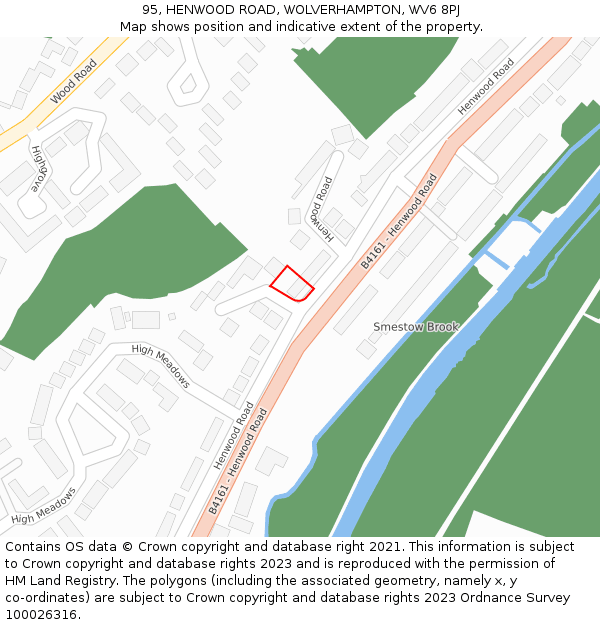 95, HENWOOD ROAD, WOLVERHAMPTON, WV6 8PJ: Location map and indicative extent of plot