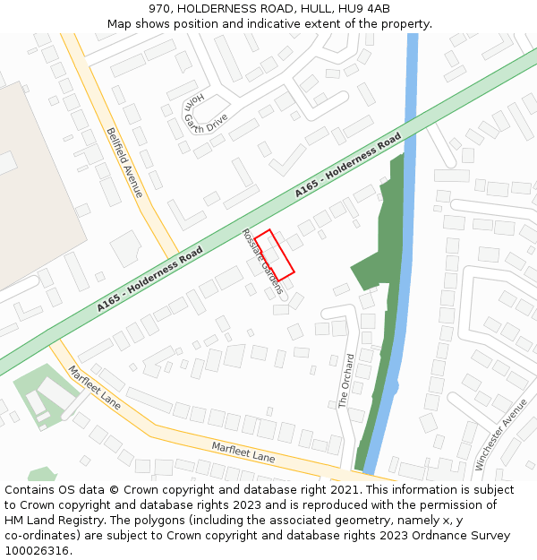 970, HOLDERNESS ROAD, HULL, HU9 4AB: Location map and indicative extent of plot