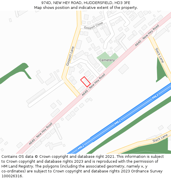 974D, NEW HEY ROAD, HUDDERSFIELD, HD3 3FE: Location map and indicative extent of plot