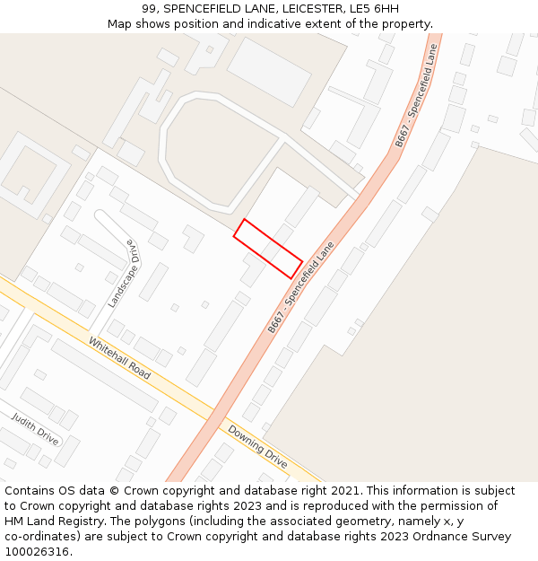 99, SPENCEFIELD LANE, LEICESTER, LE5 6HH: Location map and indicative extent of plot