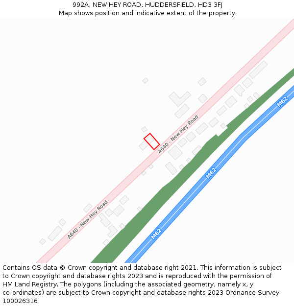 992A, NEW HEY ROAD, HUDDERSFIELD, HD3 3FJ: Location map and indicative extent of plot