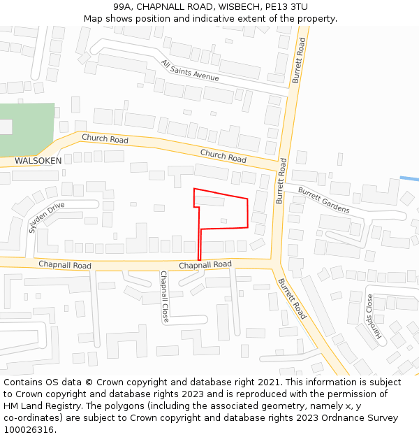 99A, CHAPNALL ROAD, WISBECH, PE13 3TU: Location map and indicative extent of plot