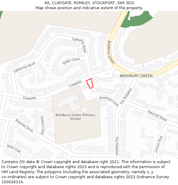 9A, CLAPGATE, ROMILEY, STOCKPORT, SK6 3DG: Location map and indicative extent of plot