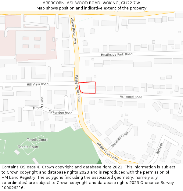 ABERCORN, ASHWOOD ROAD, WOKING, GU22 7JW: Location map and indicative extent of plot