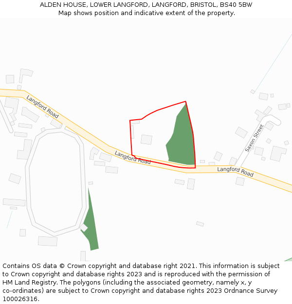 ALDEN HOUSE, LOWER LANGFORD, LANGFORD, BRISTOL, BS40 5BW: Location map and indicative extent of plot