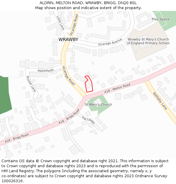 ALDRIN, MELTON ROAD, WRAWBY, BRIGG, DN20 8SL: Location map and indicative extent of plot