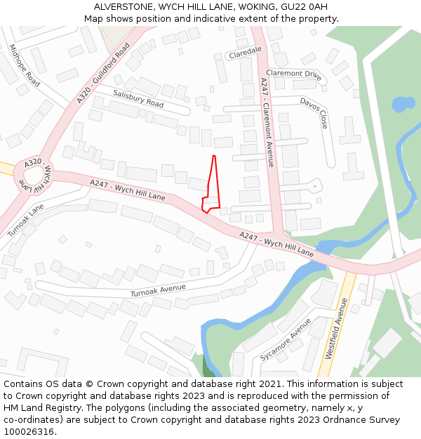 ALVERSTONE, WYCH HILL LANE, WOKING, GU22 0AH: Location map and indicative extent of plot