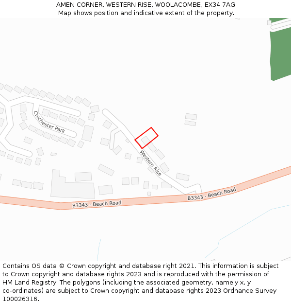 AMEN CORNER, WESTERN RISE, WOOLACOMBE, EX34 7AG: Location map and indicative extent of plot