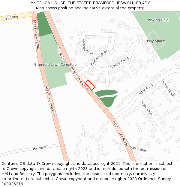 ANGELICA HOUSE, THE STREET, BRAMFORD, IPSWICH, IP8 4DY: Location map and indicative extent of plot