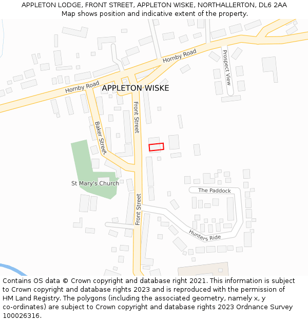 APPLETON LODGE, FRONT STREET, APPLETON WISKE, NORTHALLERTON, DL6 2AA: Location map and indicative extent of plot