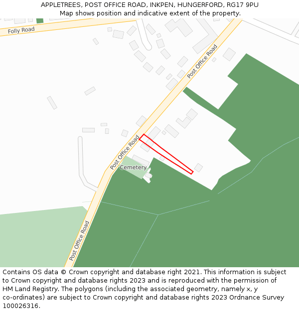 APPLETREES, POST OFFICE ROAD, INKPEN, HUNGERFORD, RG17 9PU: Location map and indicative extent of plot