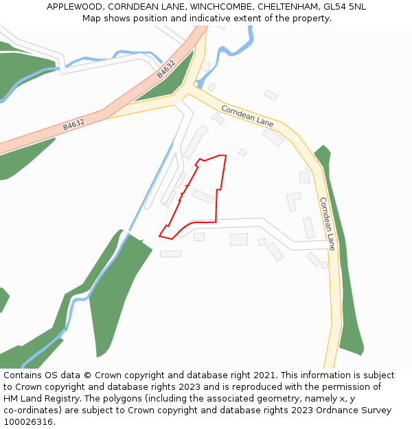 APPLEWOOD, CORNDEAN LANE, WINCHCOMBE, CHELTENHAM, GL54 5NL: Location map and indicative extent of plot