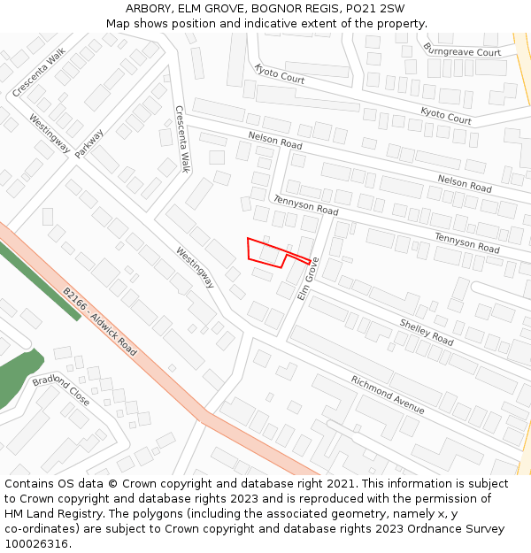 ARBORY, ELM GROVE, BOGNOR REGIS, PO21 2SW: Location map and indicative extent of plot