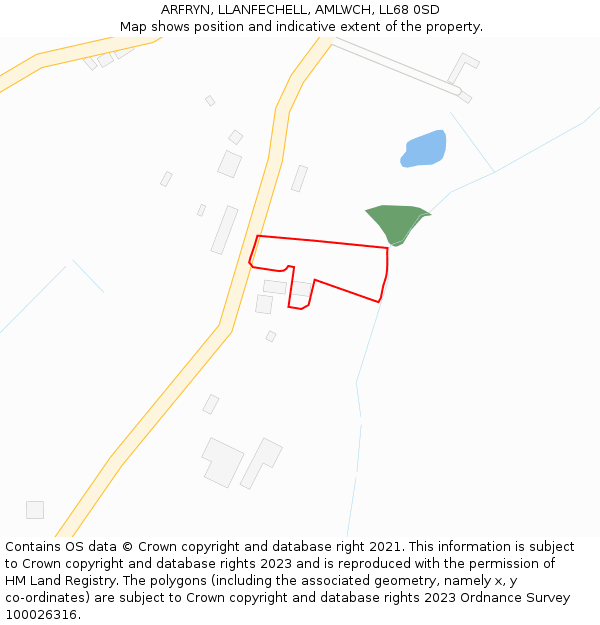 ARFRYN, LLANFECHELL, AMLWCH, LL68 0SD: Location map and indicative extent of plot