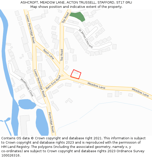 ASHCROFT, MEADOW LANE, ACTON TRUSSELL, STAFFORD, ST17 0RU: Location map and indicative extent of plot
