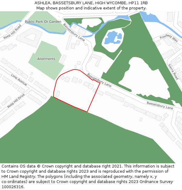 ASHLEA, BASSETSBURY LANE, HIGH WYCOMBE, HP11 1RB: Location map and indicative extent of plot